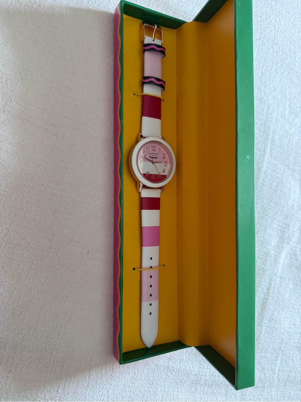 Crayola Pink White Red Stripe Ladies Watch - Isaac Mizrahi